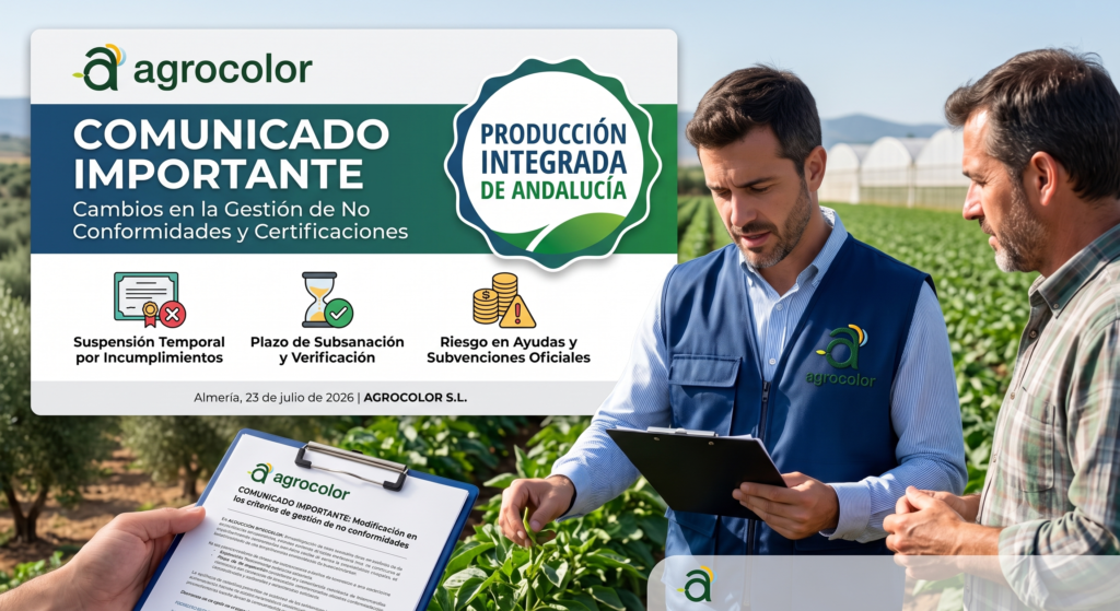 Comunicado sobre cambios en la gestión de no conformidades en Andalucía