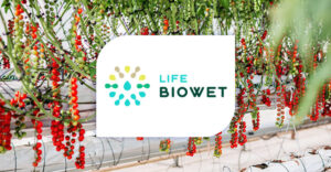 Logo del proyecto LIFE BIOWET sobre cultivo hidropónico con plantas