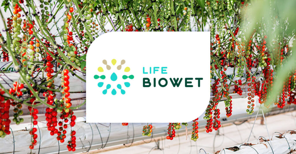 Logo del proyecto LIFE BIOWET sobre cultivo hidropónico con plantas